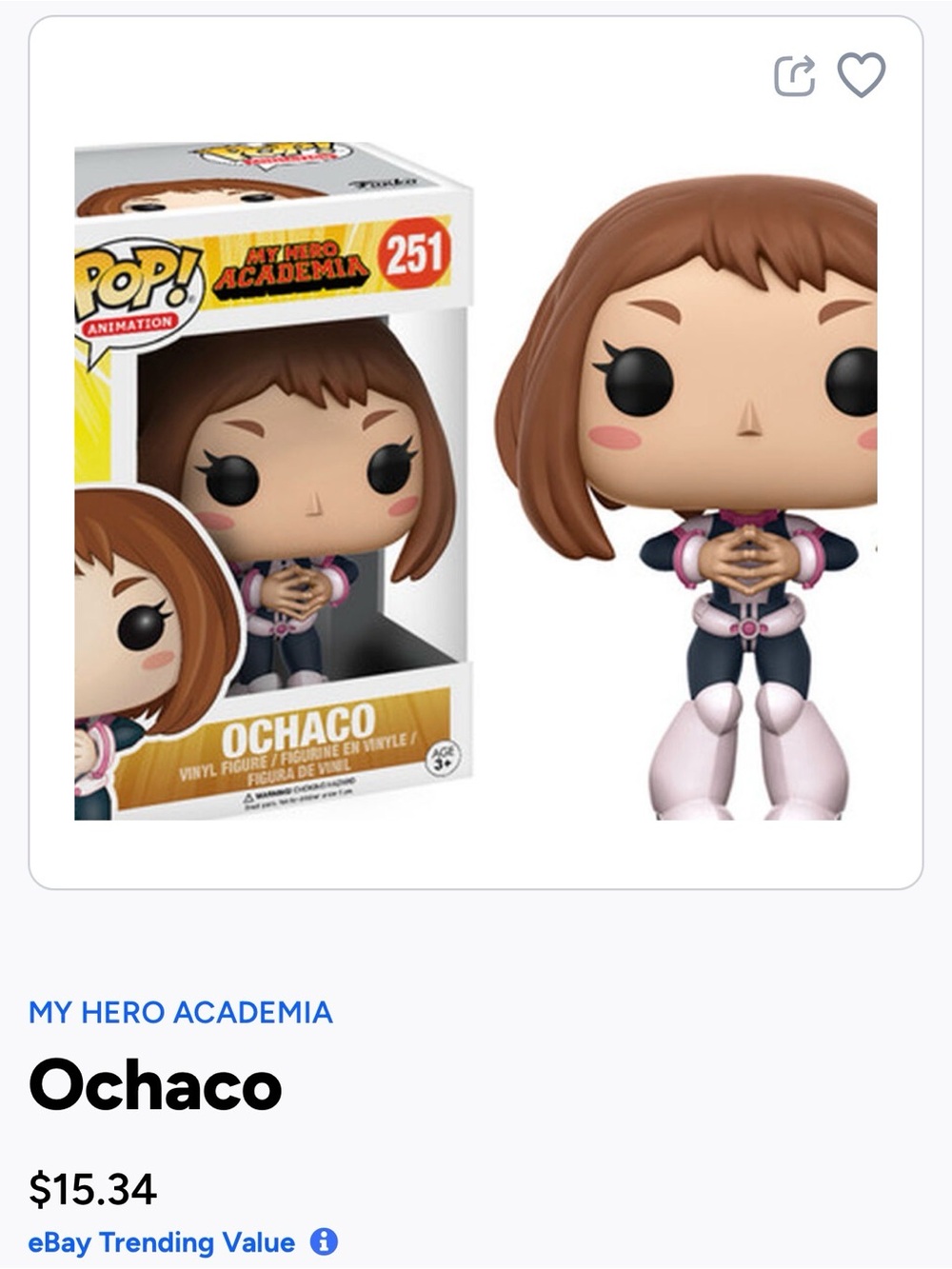 Funko My Hero Academia Ochaco Vinyl Figure - Brown, Pink, Black- 251